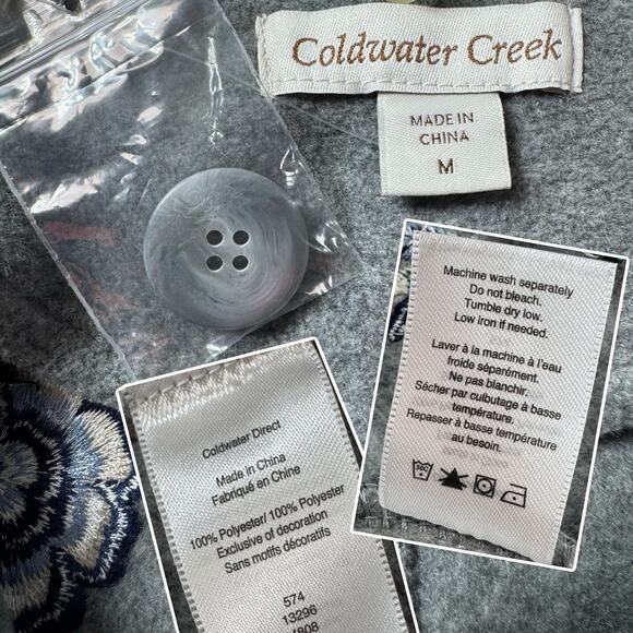 VTG Coldwater Creek Jacket Women M Floral Embroidered Fleece Cottage Soft Grunge - Picture 8 of 12